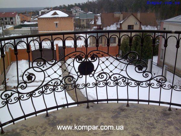 Огородження балкону- (модель ОБ024) | Кузня "Компар" виконує замовлення будь-якої складності. Ковані ворота, паркани, огородження сходів та інше.