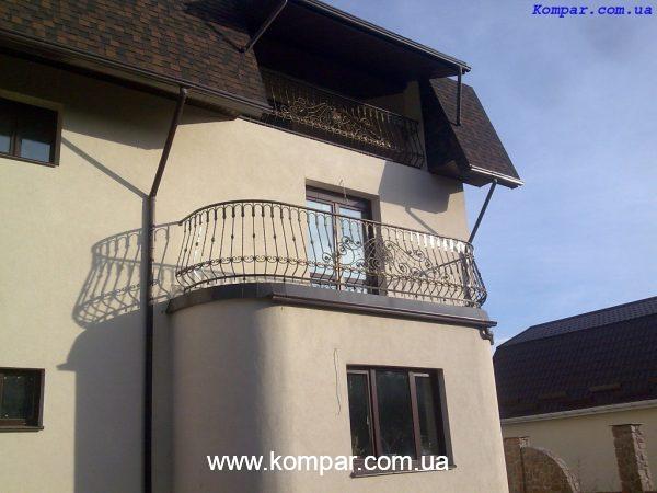 Огородження балкону - (модель ОБ019) | Кузня "Компар" виконує замовлення будь-якої складності. Ковані ворота, паркани, огородження сходів та інше.