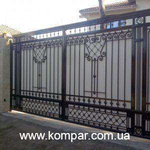 Ворота - (модель В030) | Кузня "Компар" виконує замовлення будь-якої складності. Ковані ворота, паркани, огородження сходів та інше.